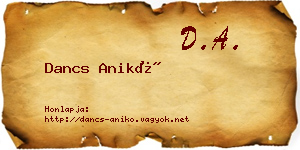 Dancs Anikó névjegykártya